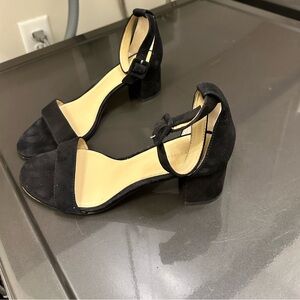 Ann Taylor black suede buckle-up sandals size 7.5